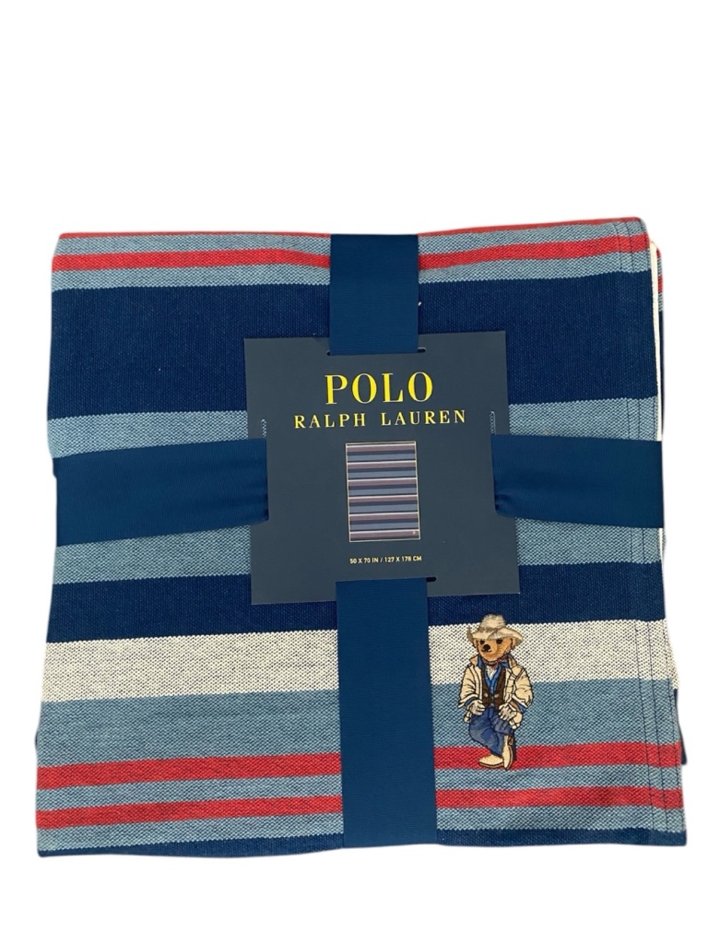 Polo Ralph Lauren Polo bear throw blanket cotton navy mult 50X70 limited EDITION